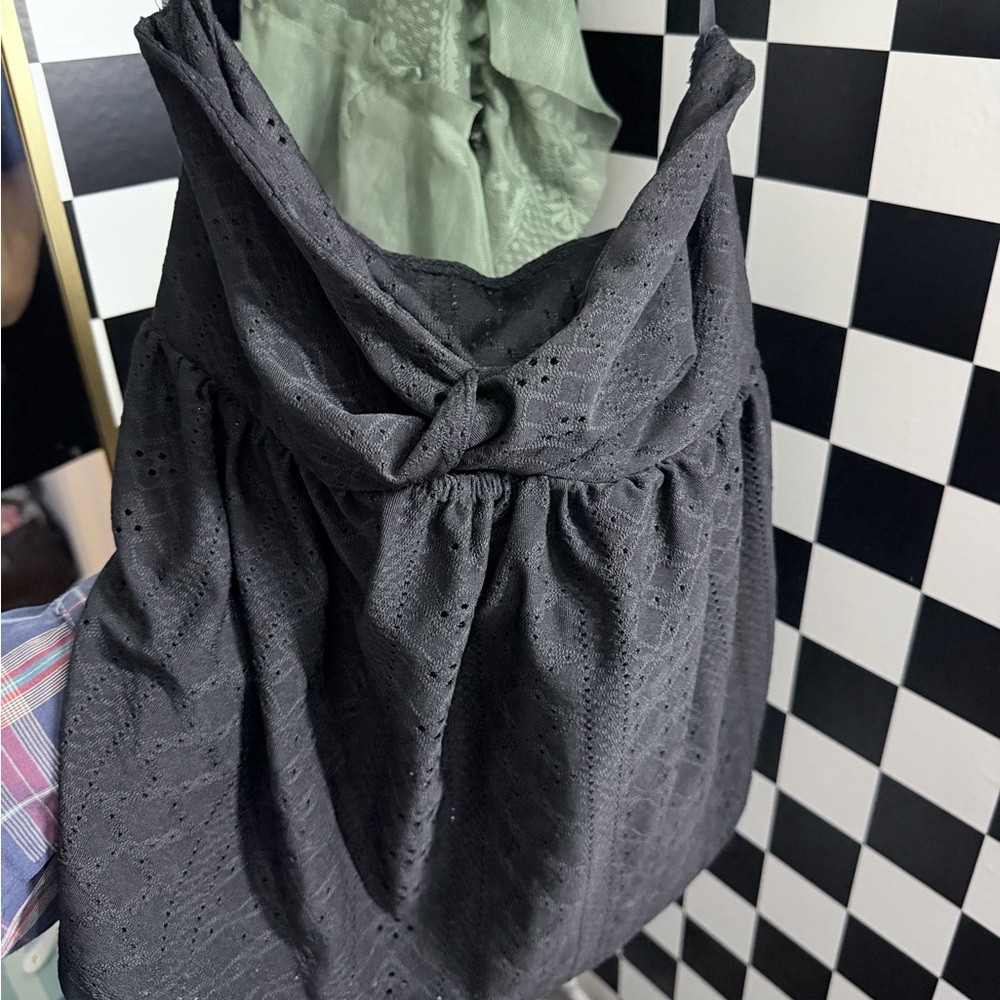 Black Eyelet Sleeveless Top